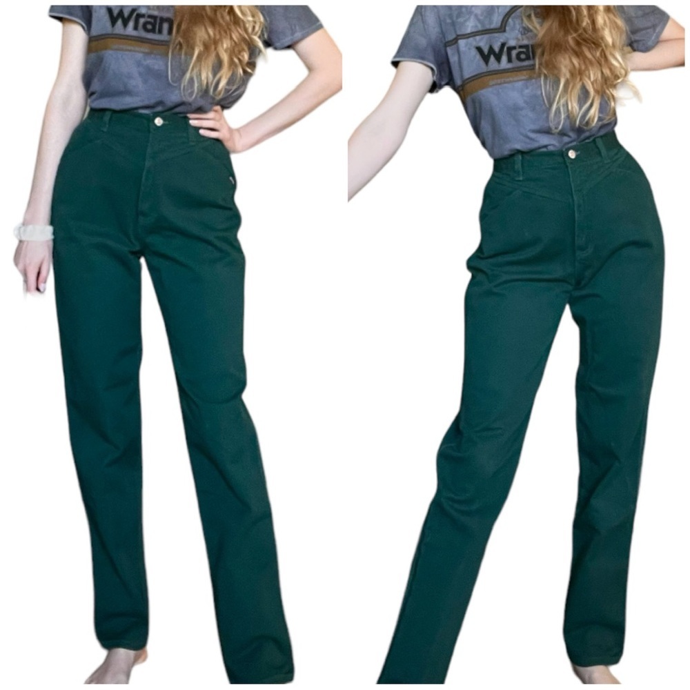 Rockies Vintage High Waisted Western Bare Back Denim Jeans Forest Green
